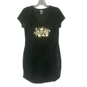 No Boundaries Dress Womens Medium Green Angel Velvet Short Sleeves New